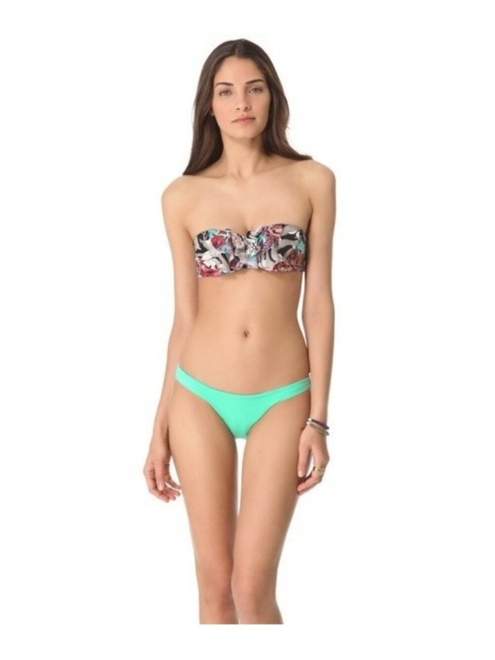 Zimmermann Lacquer Mixed Frill Bikini Set Floral Mint Multicolor NWT